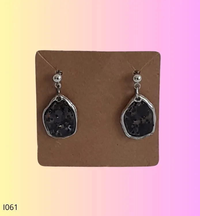 Boucles d'oreilles pailletées noir argentée