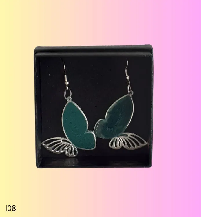 Boucles d'oreilles papillon vert