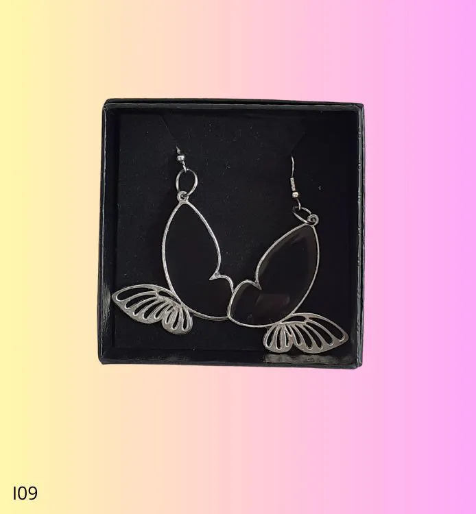 Boucles d'oreilles papillon noir
