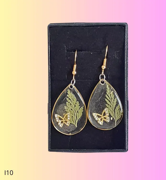 Boucles d'oreilles feuille papillon