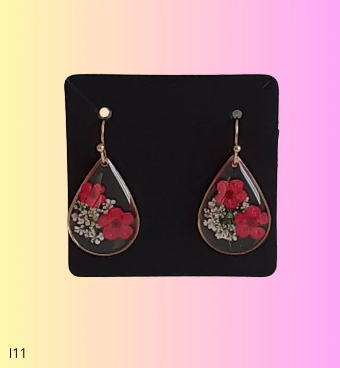 Boucles d'oreilles fleurs rouge