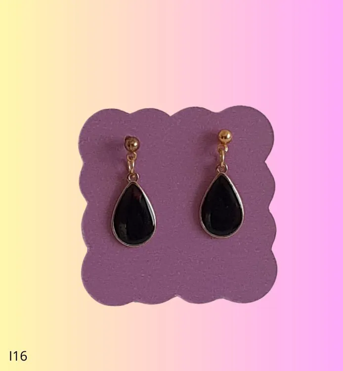 Boucles d'oreilles petites noires et or