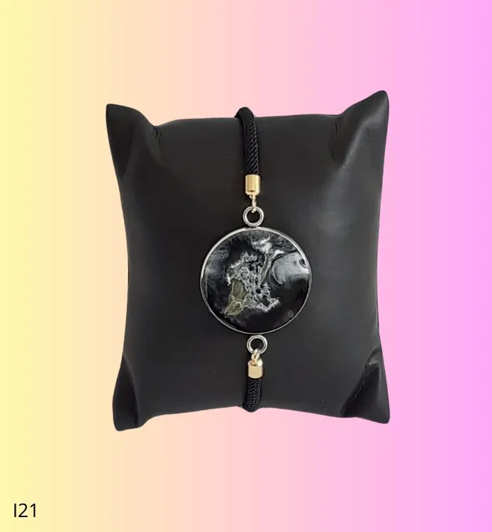 Bracelet noir volute grise