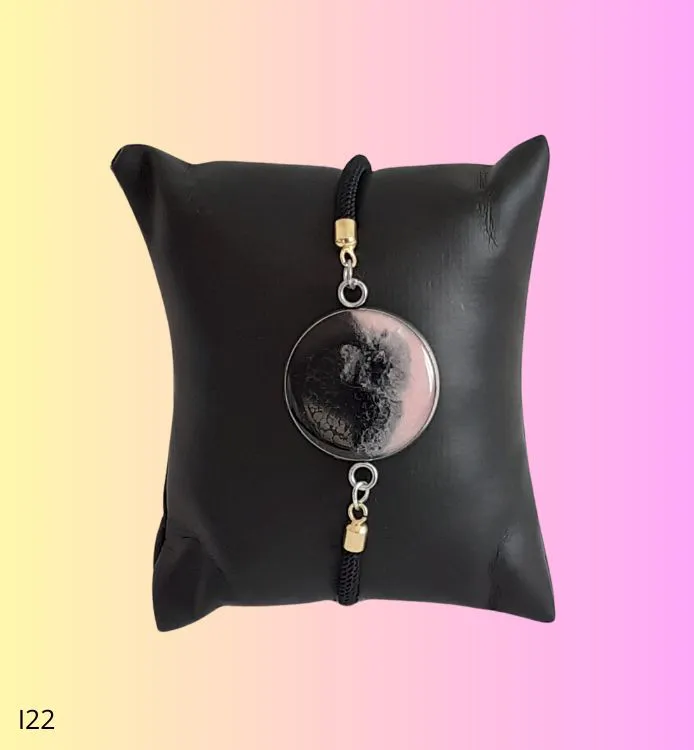 Bracelet noir volute rose