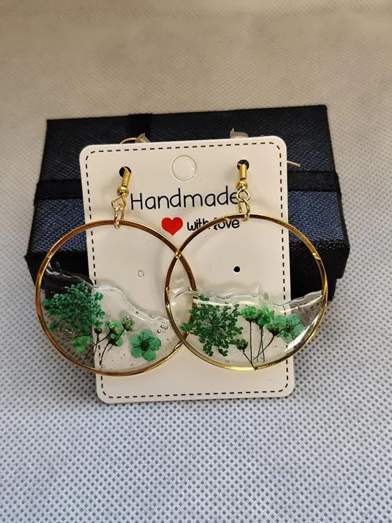 Boucle d'oreilles cr&eacute;ole verte